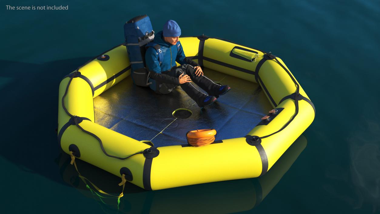 3D Advanced Life Raft with Tourist Inside model