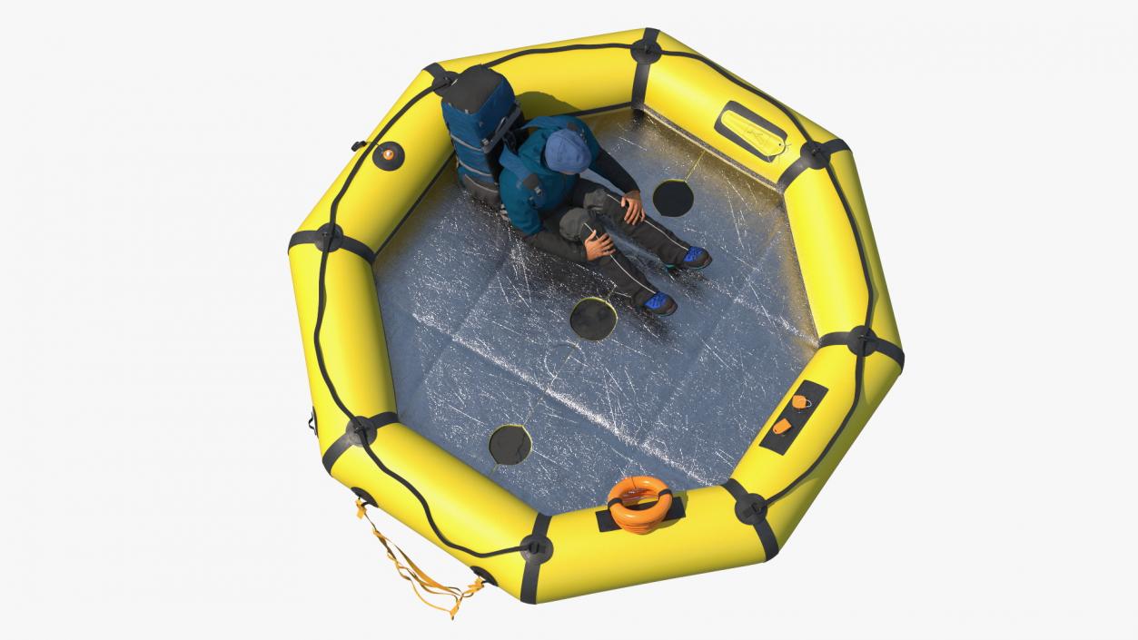 3D Advanced Life Raft with Tourist Inside model