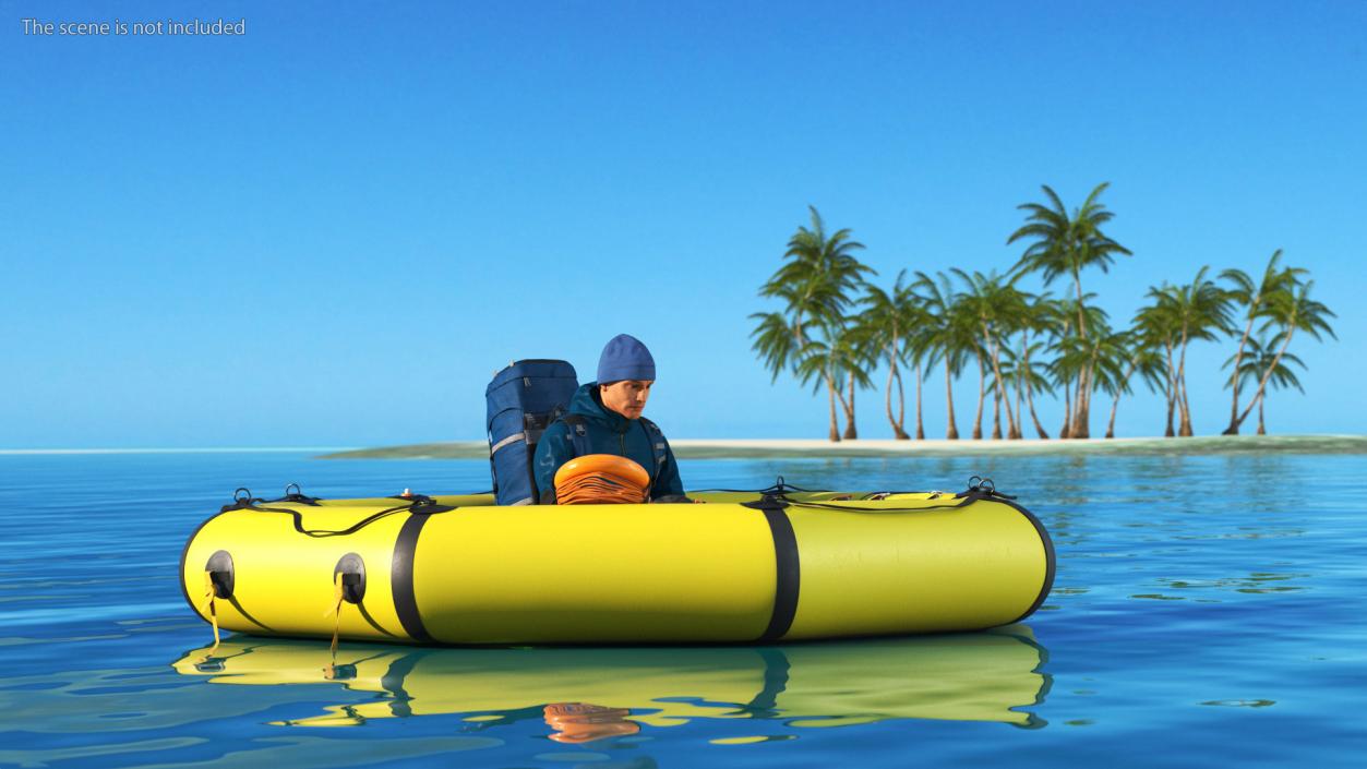 3D Advanced Life Raft with Tourist Inside model