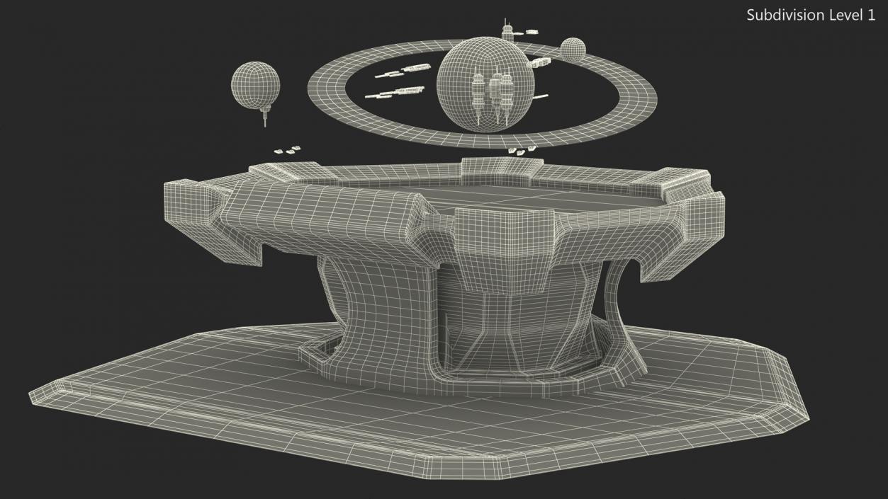 Grey Sci-fi Command Center Table 3D