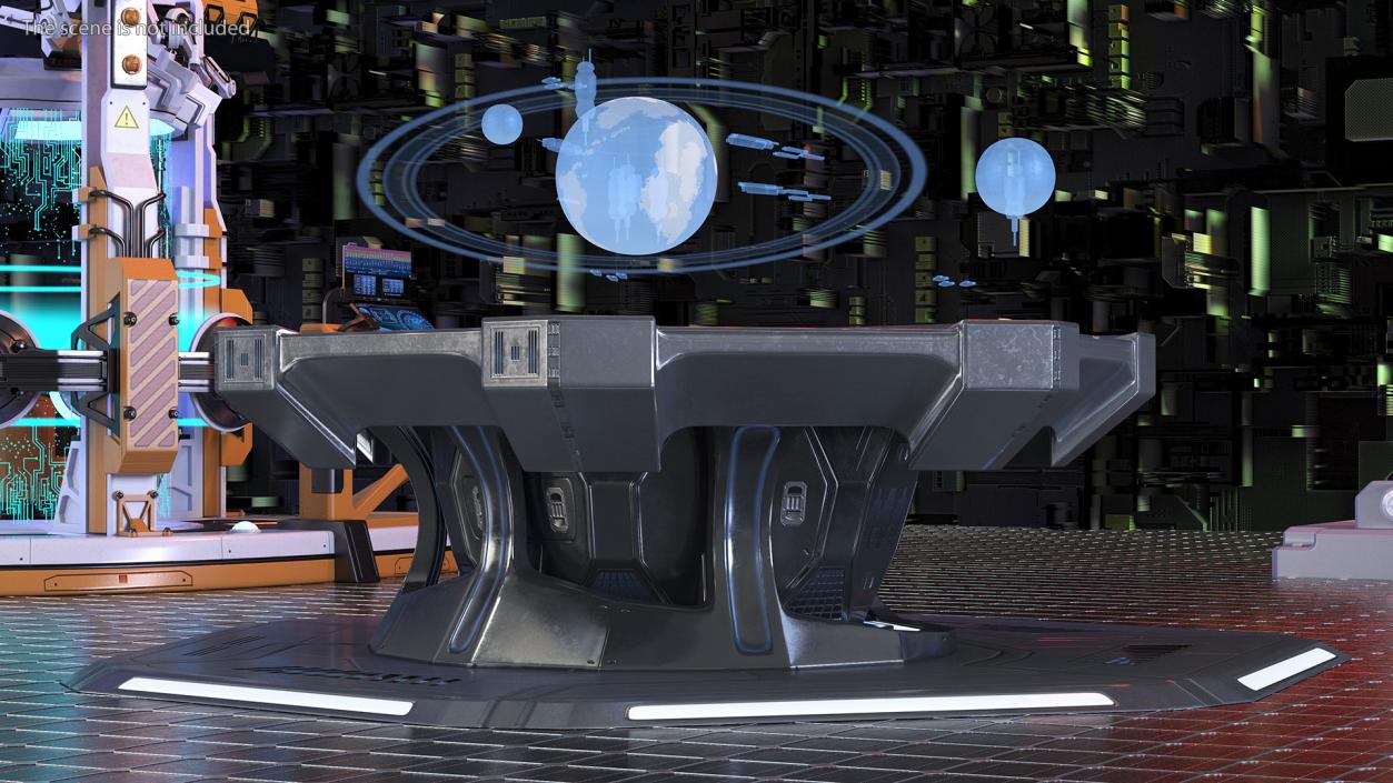 Grey Sci-fi Command Center Table 3D