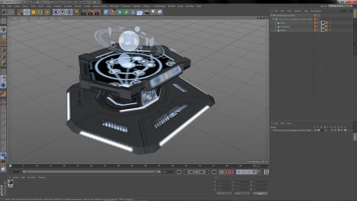 Grey Sci-fi Command Center Table 3D