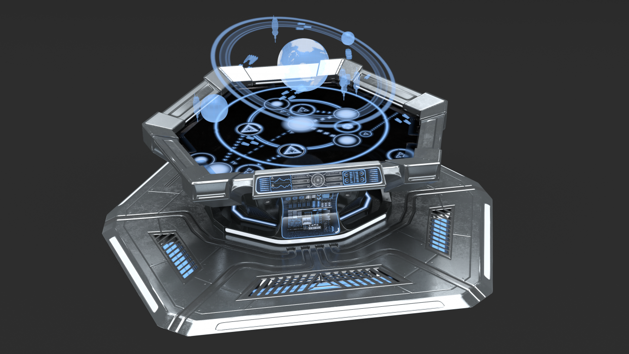 Grey Sci-fi Command Center Table 3D