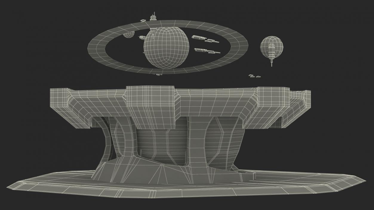 Grey Sci-fi Command Center Table 3D