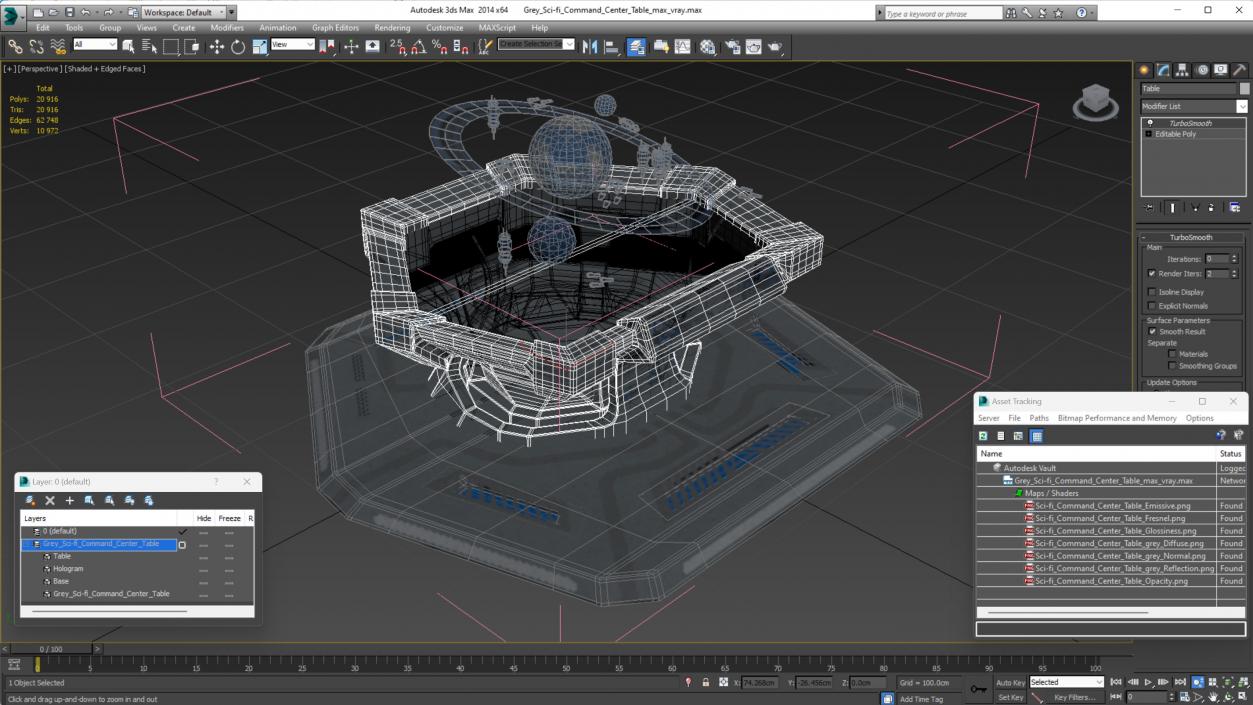 Grey Sci-fi Command Center Table 3D