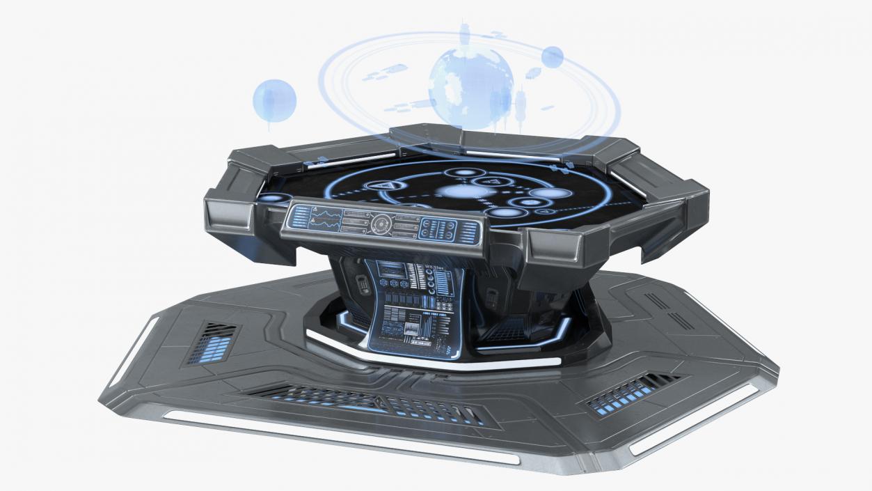 Grey Sci-fi Command Center Table 3D