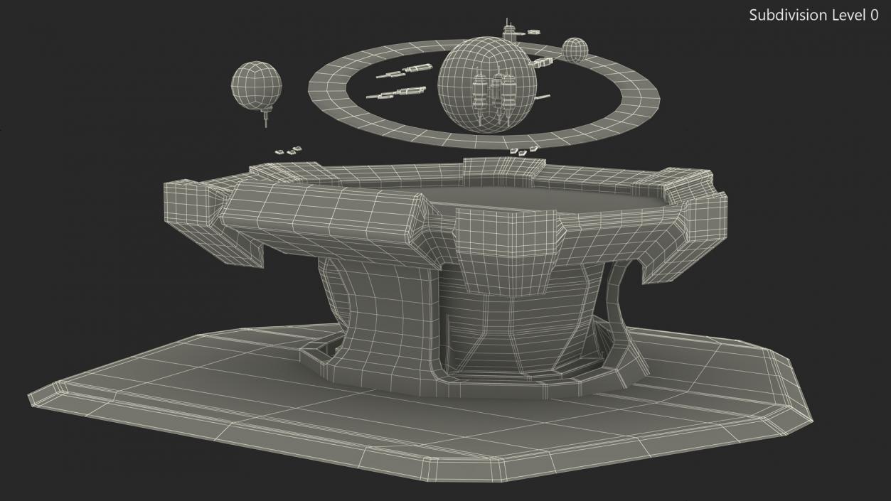 Grey Sci-fi Command Center Table 3D