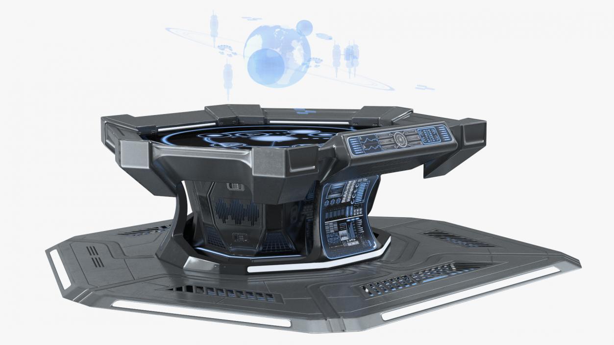 Grey Sci-fi Command Center Table 3D