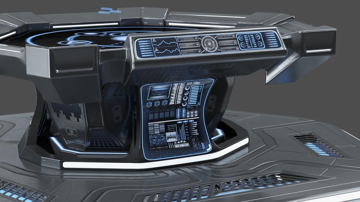 Grey Sci-fi Command Center Table 3D