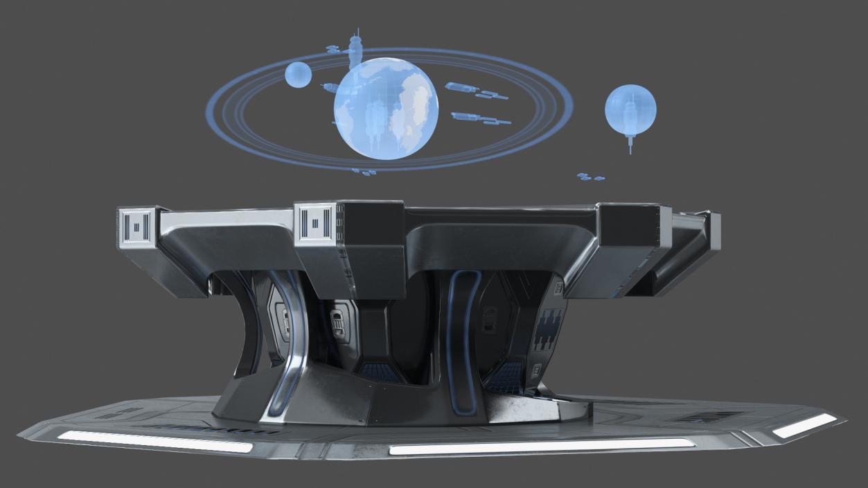 Grey Sci-fi Command Center Table 3D