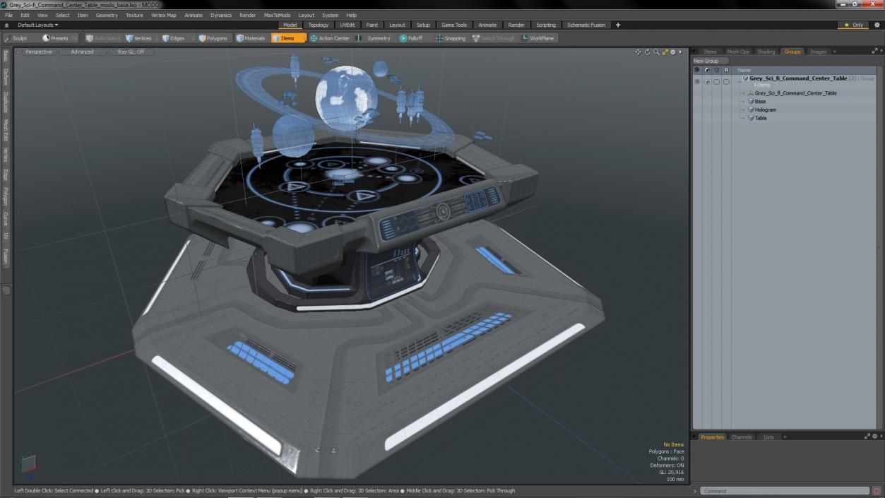 Grey Sci-fi Command Center Table 3D