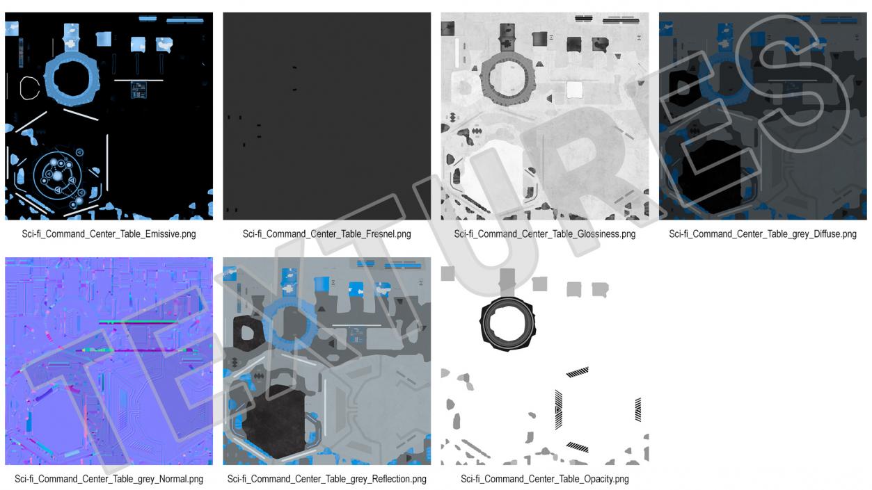 Grey Sci-fi Command Center Table 3D