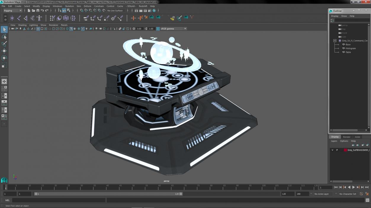 Grey Sci-fi Command Center Table 3D