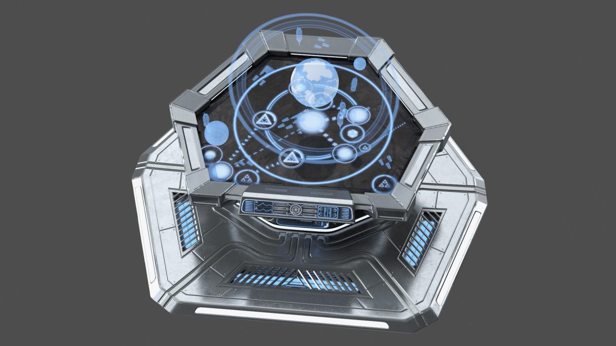 Grey Sci-fi Command Center Table 3D