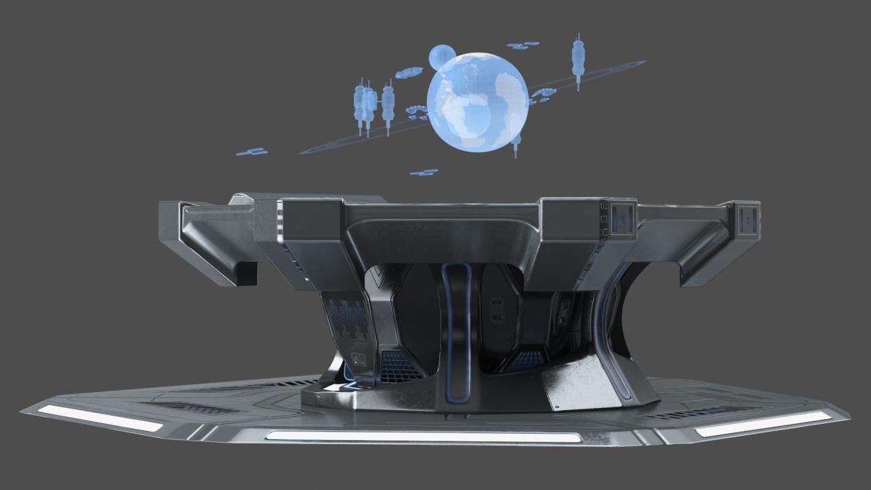 Grey Sci-fi Command Center Table 3D