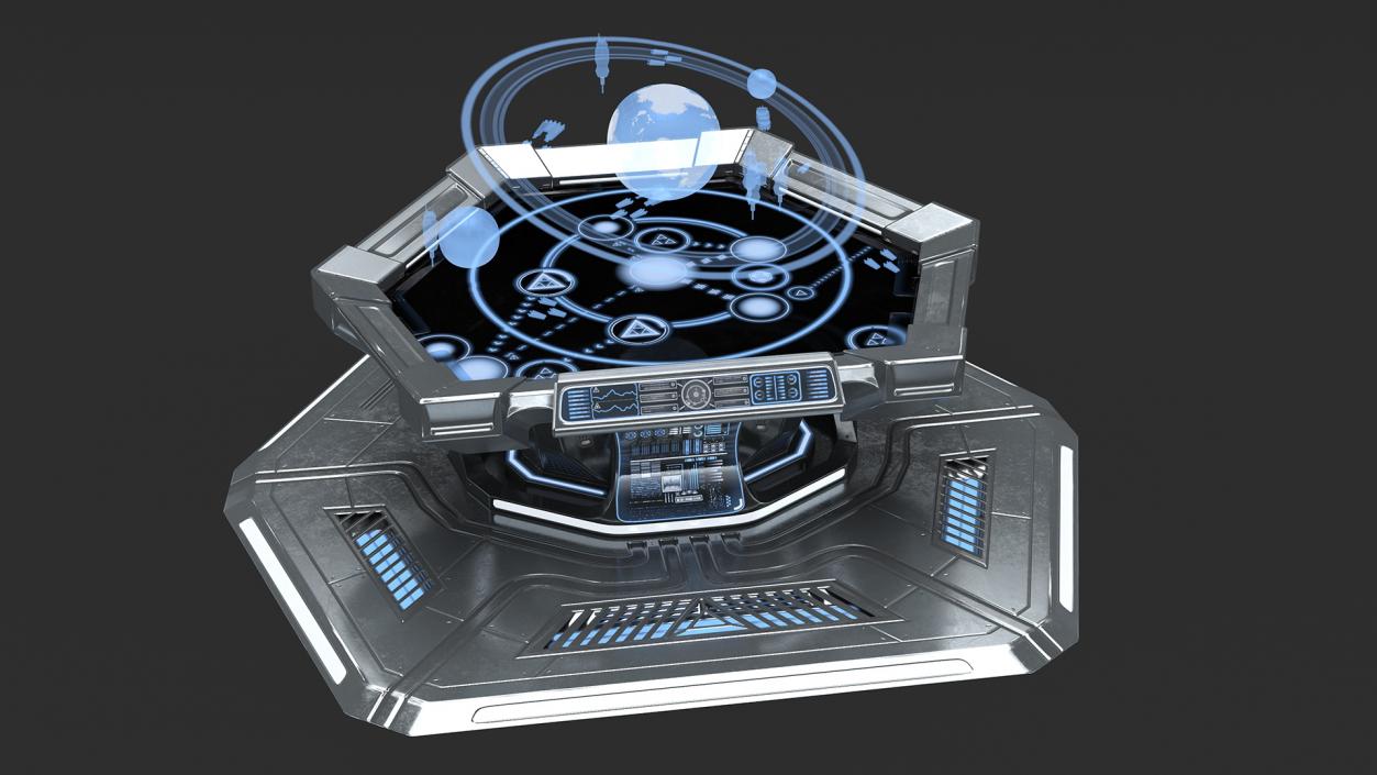 Grey Sci-fi Command Center Table 3D