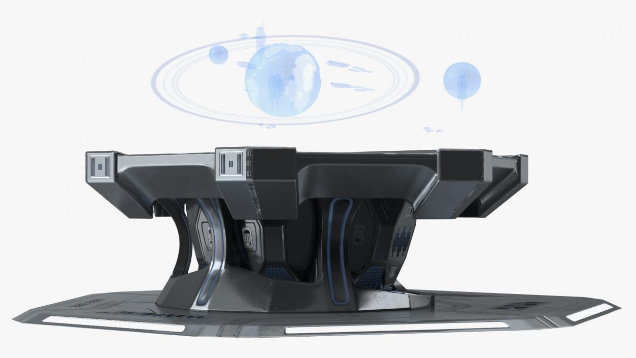 Grey Sci-fi Command Center Table 3D