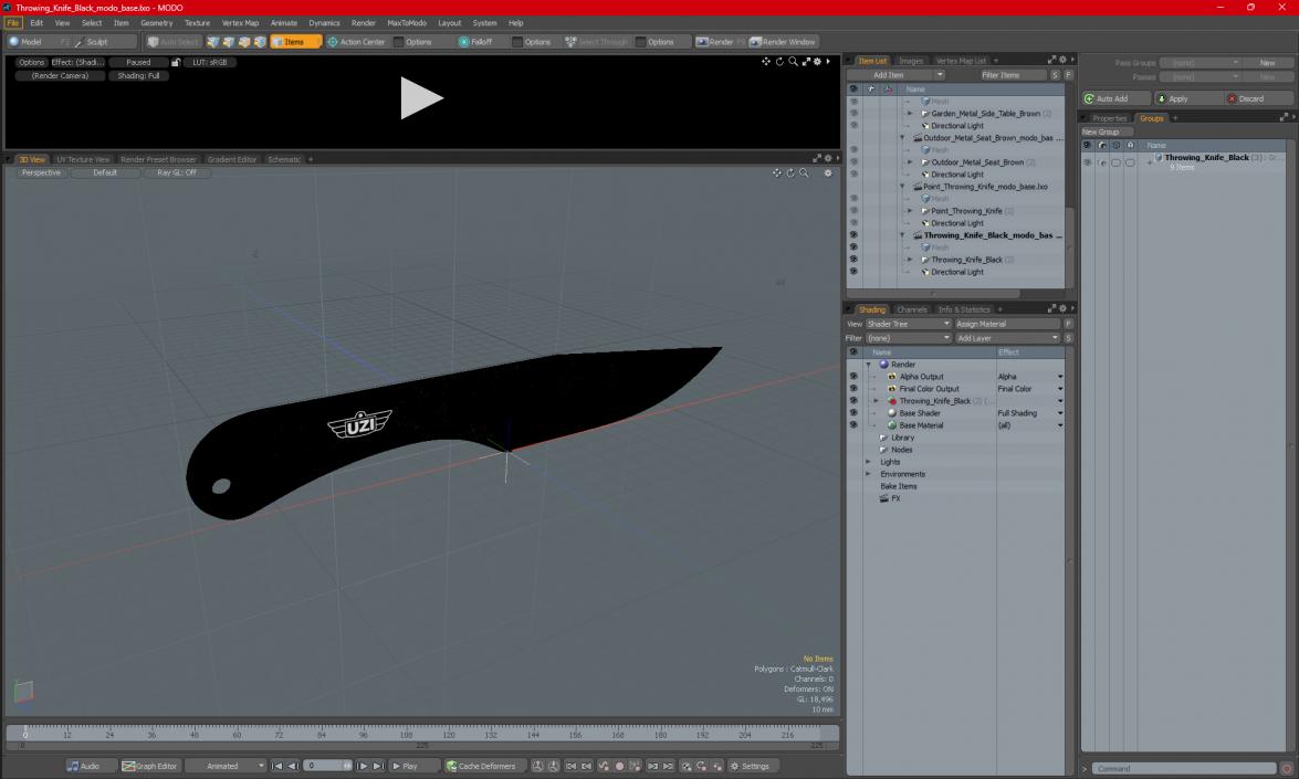 3D model Throwing Knife Black