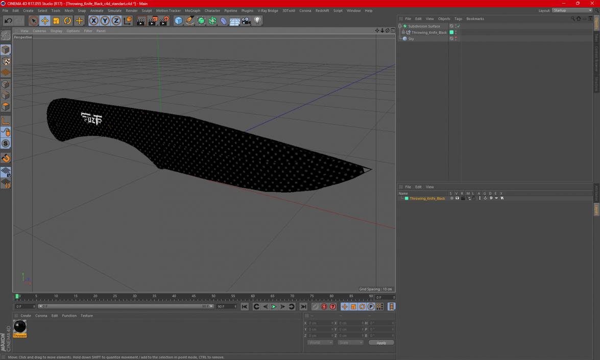3D model Throwing Knife Black