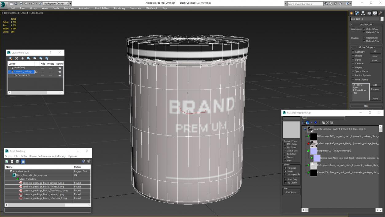 3D Black Cosmetic Jar model