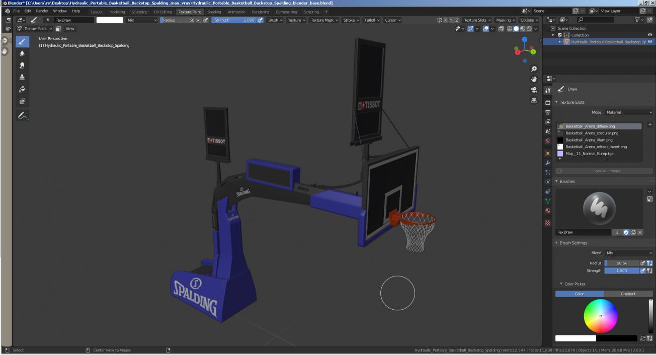 Hydraulic Portable Basketball Backstop Spalding 3D