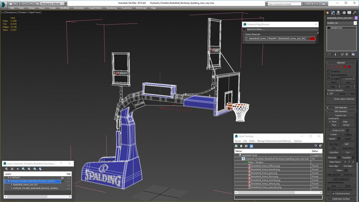 Hydraulic Portable Basketball Backstop Spalding 3D