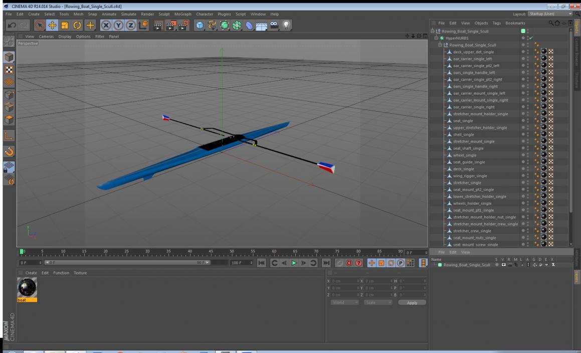 Rowing Boat Single Scull 3D model
