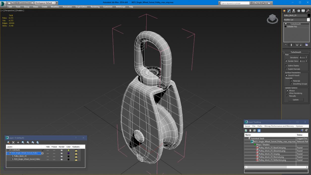 3D model M25 Single Wheel Swivel Pulley