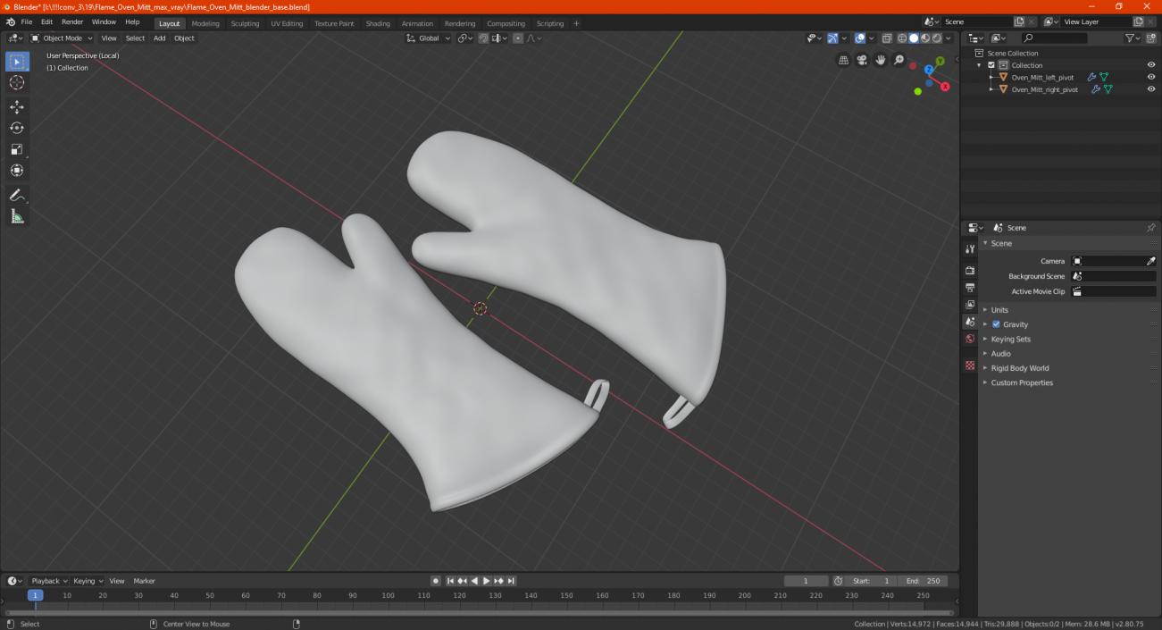 Oven Mitt Gray 3D model