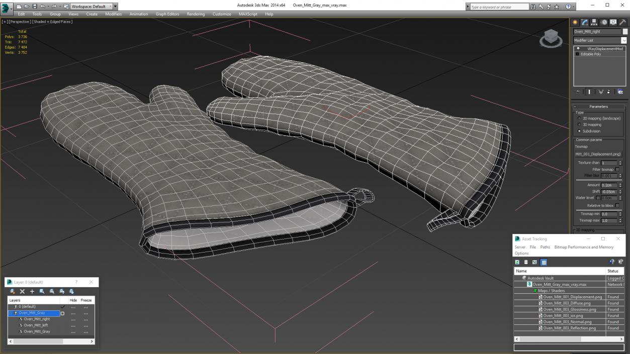 Oven Mitt Gray 3D model