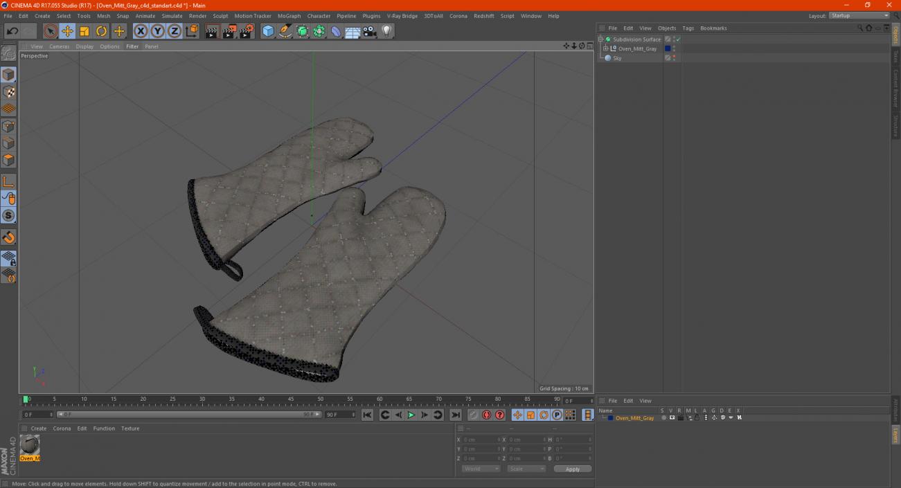 Oven Mitt Gray 3D model