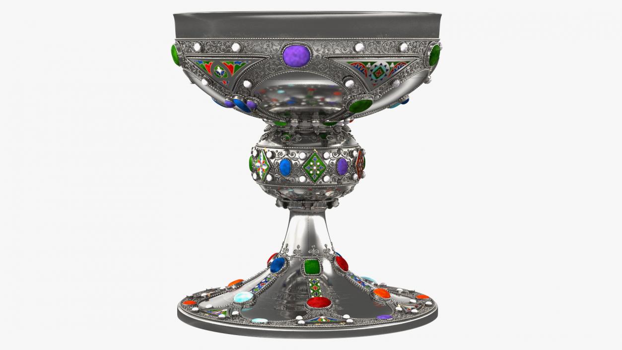 3D Silver Cup Encrusted with Precious Stones