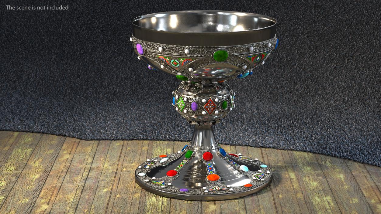 3D Silver Cup Encrusted with Precious Stones