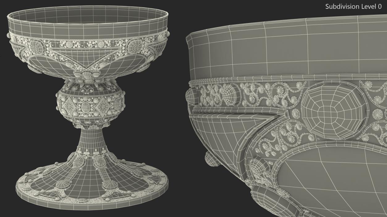 3D Silver Cup Encrusted with Precious Stones