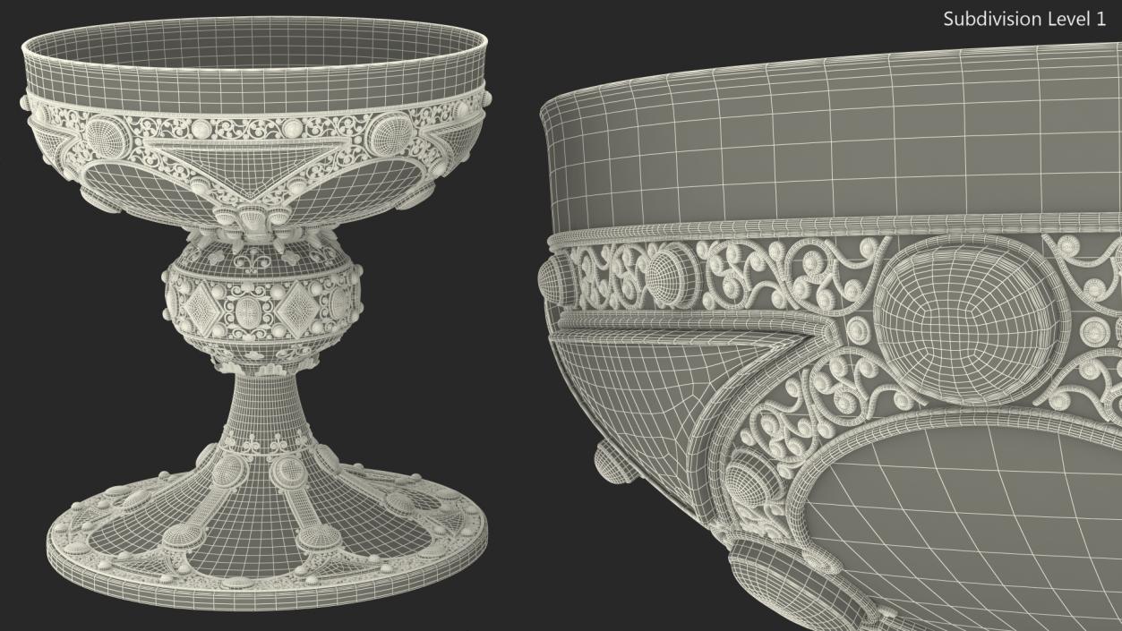 3D Silver Cup Encrusted with Precious Stones