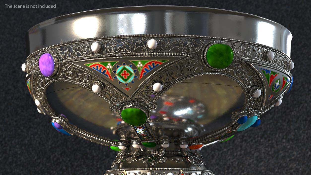 3D Silver Cup Encrusted with Precious Stones