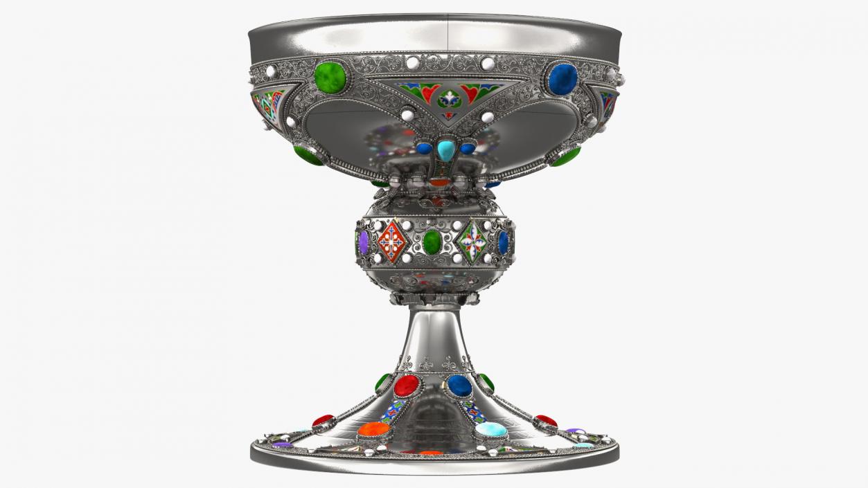 3D Silver Cup Encrusted with Precious Stones