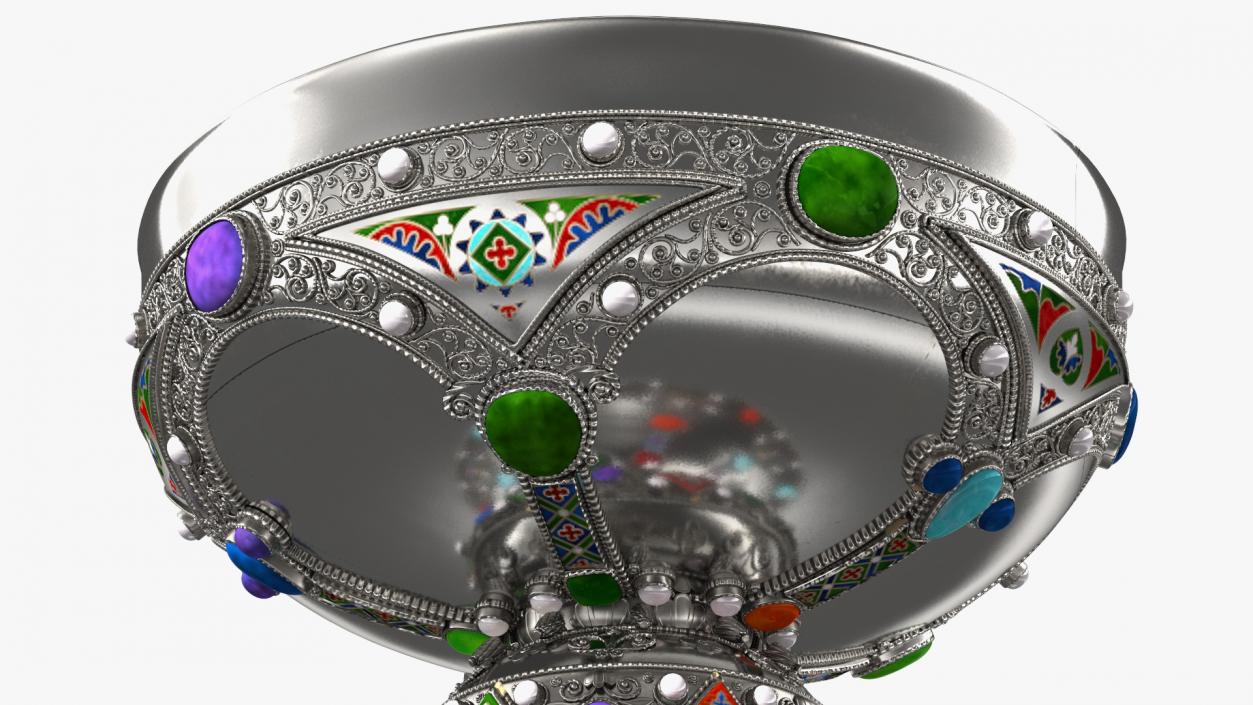 3D Silver Cup Encrusted with Precious Stones