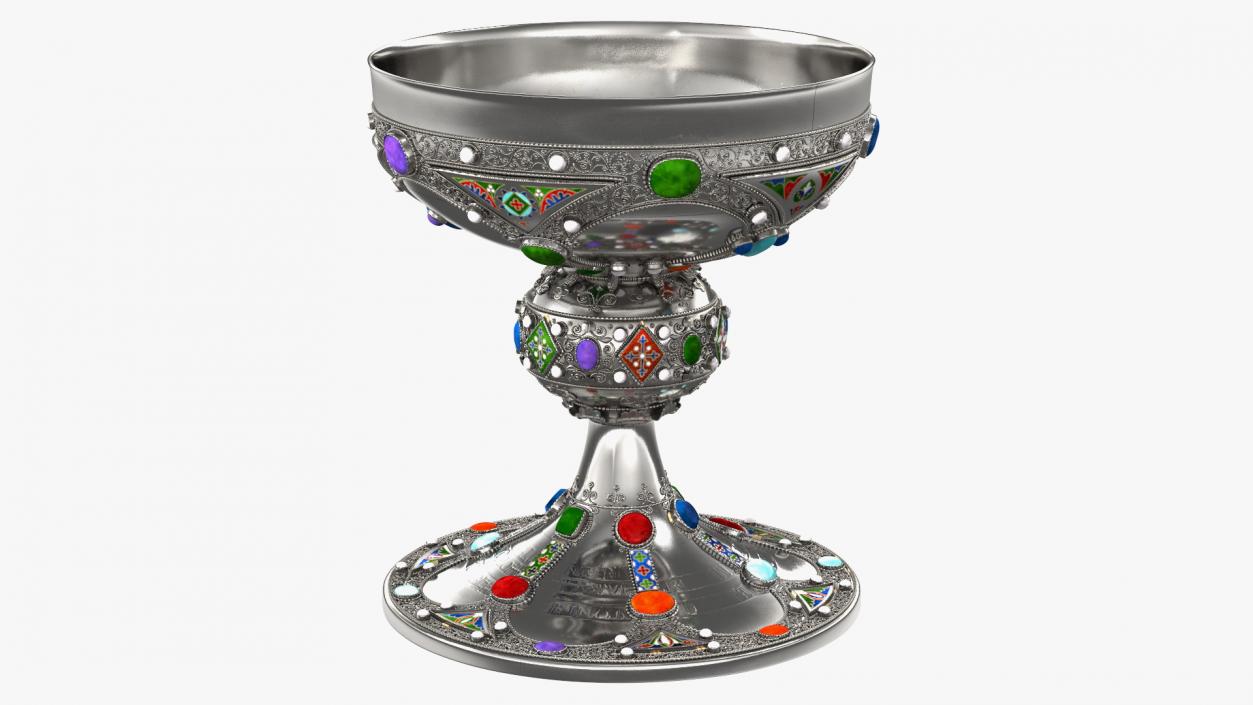 3D Silver Cup Encrusted with Precious Stones