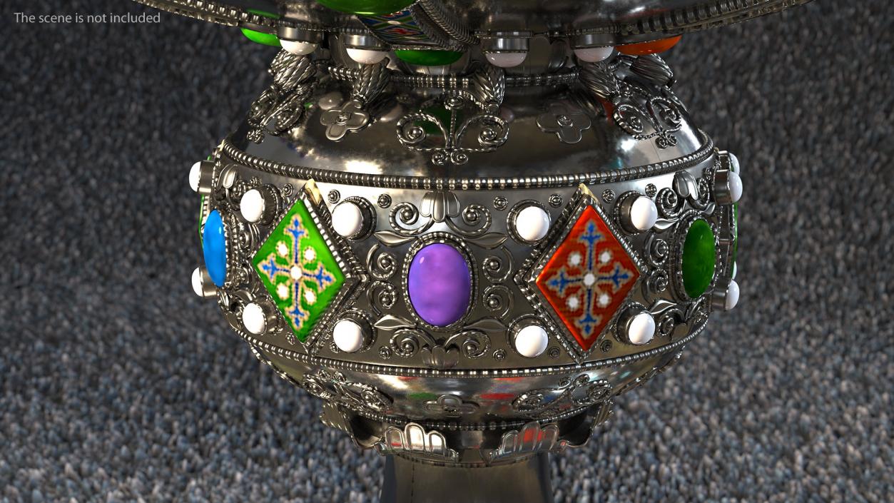 3D Silver Cup Encrusted with Precious Stones