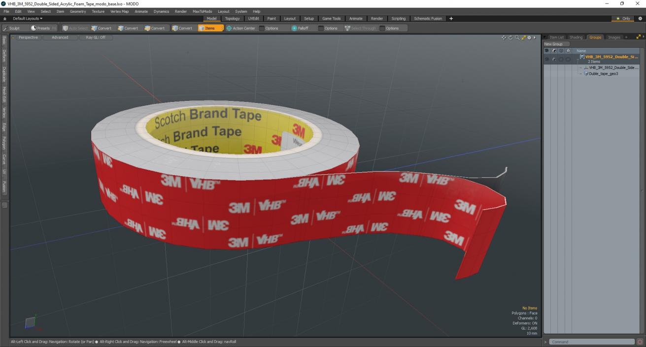 VHB 3M 5952 Double Sided Acrylic Foam Tape 3D