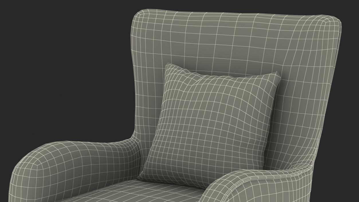 3D Curved Arm Accent Chair Gray model