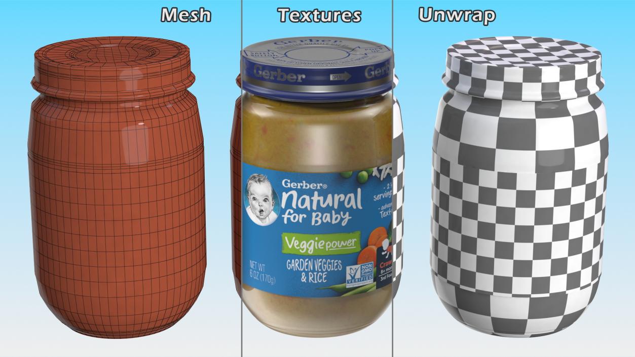 3D model Gerber Garden Veggies Jar 170g