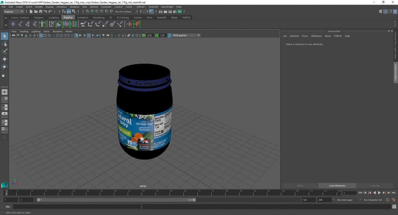 3D model Gerber Garden Veggies Jar 170g