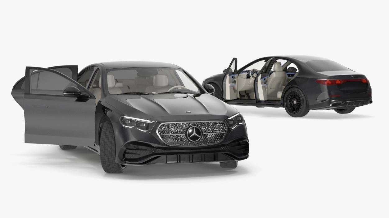 Mercedes E-Class 2023 Black Rigged 3D model