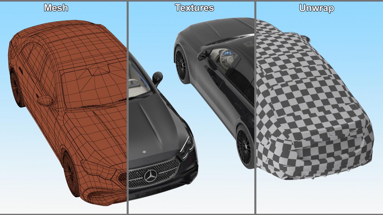 Mercedes E-Class 2023 Black Rigged 3D model