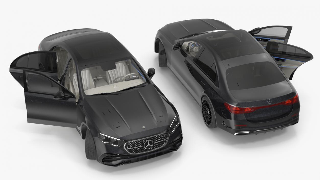 Mercedes E-Class 2023 Black Rigged 3D model