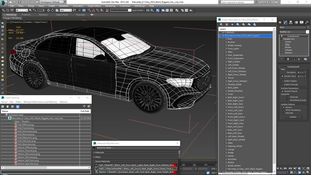 Mercedes E-Class 2023 Black Rigged 3D model