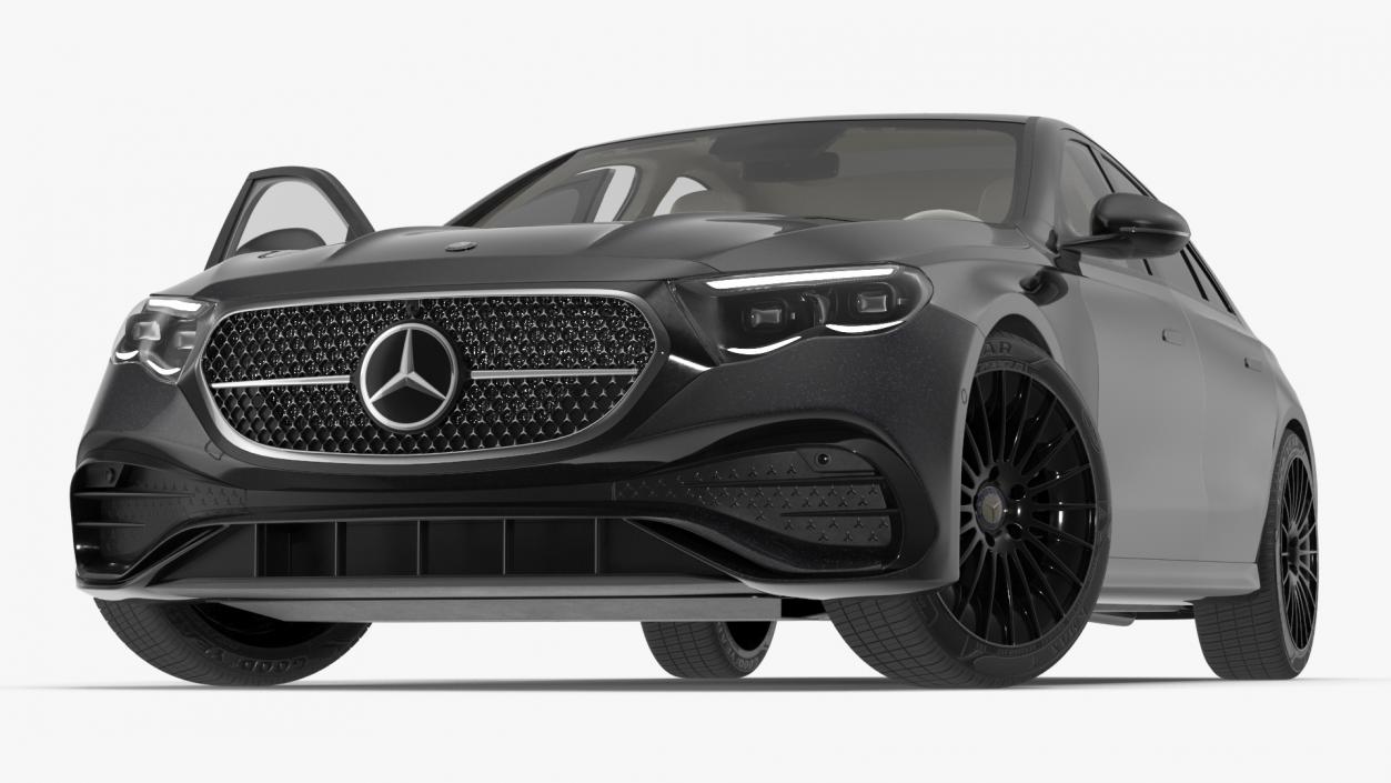 Mercedes E-Class 2023 Black Rigged 3D model