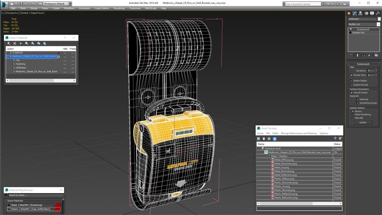 3D Medtronic Lifepak CR Plus on Wall Bracket